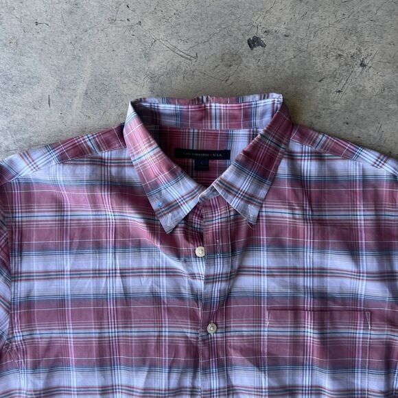 John Varvatos shirt Mens L red red plaid button up - Picture 2 of 2